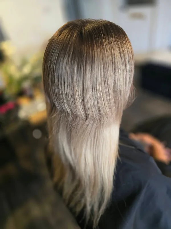 Silver blonde with dark root